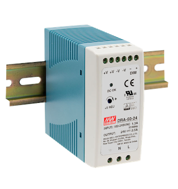 MEAN WELL DRA Series Dimmable DIN Rail Power Supply