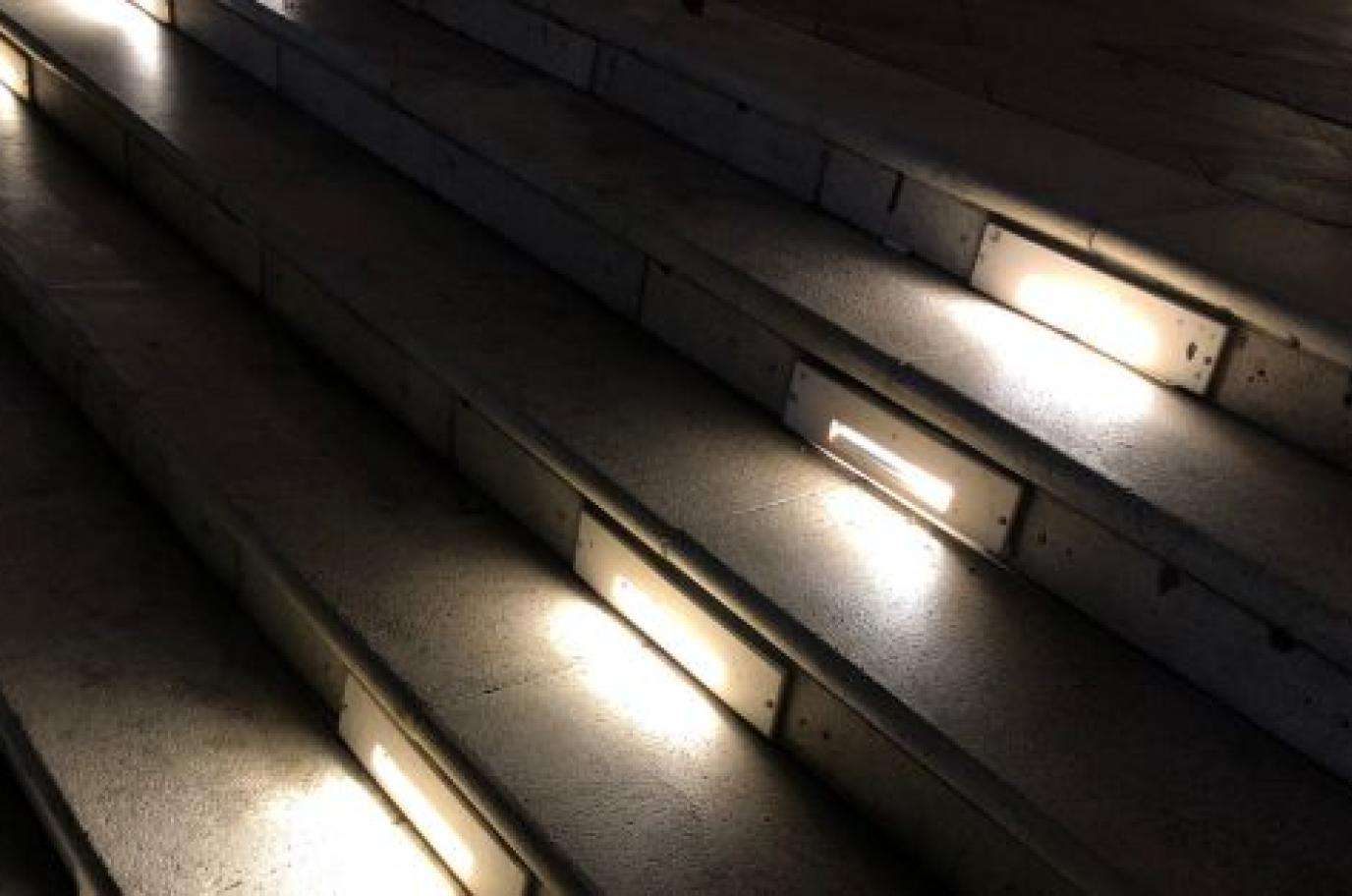 Outdoor stairs with LED lighting